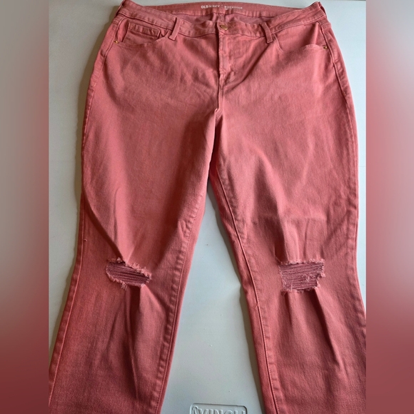 Old Navy Sz 16 Distressed Rockstar Jeans Pinkish Coral Fall Winter Cute Bx-3166 - Picture 4 of 12